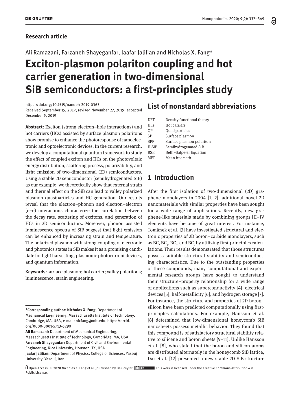 Exciton-Plasmon Polariton Coupling and Hot Carrier Generation in Two-Dimensional Sib Semiconductors: a First-Principles Study