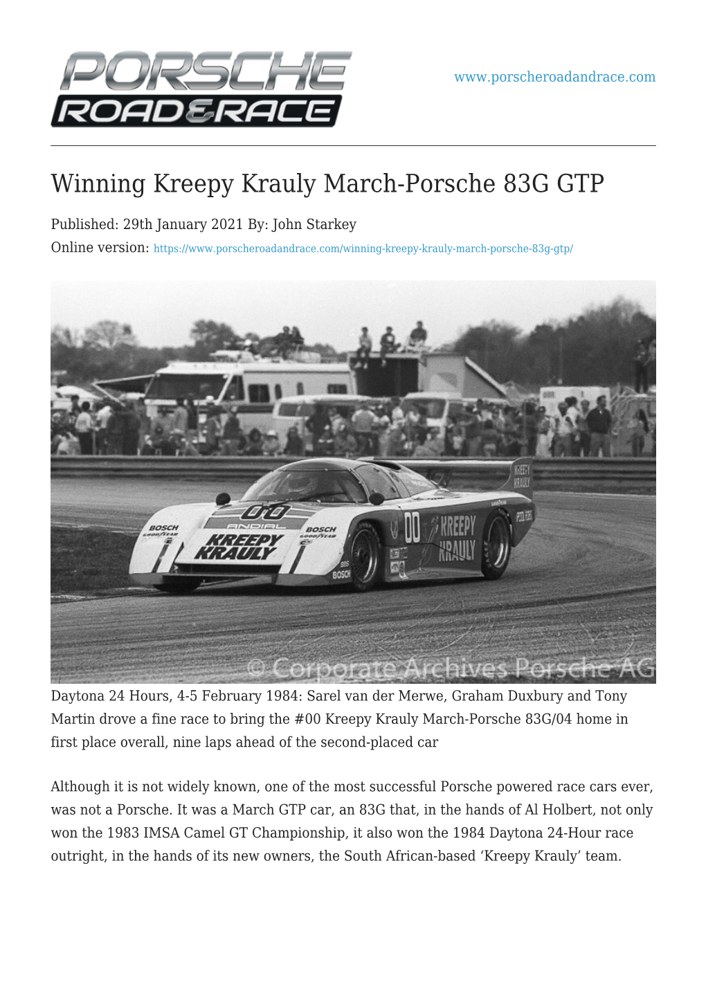 Winning Kreepy Krauly March-Porsche 83G GTP