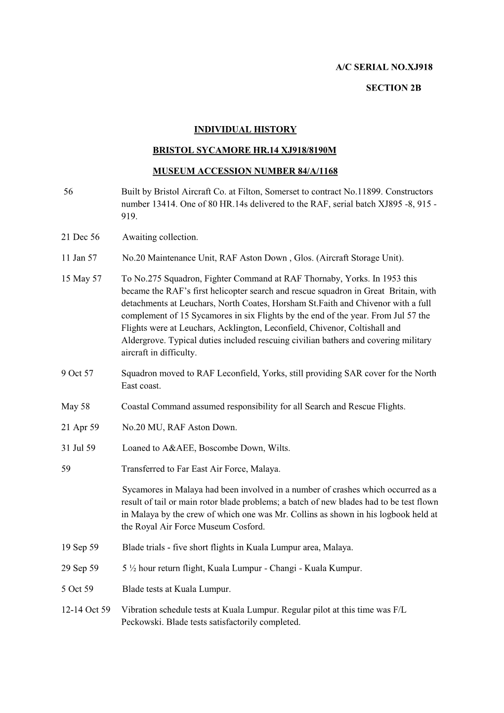 A/C Serial No.Xj918 Section 2B Individual
