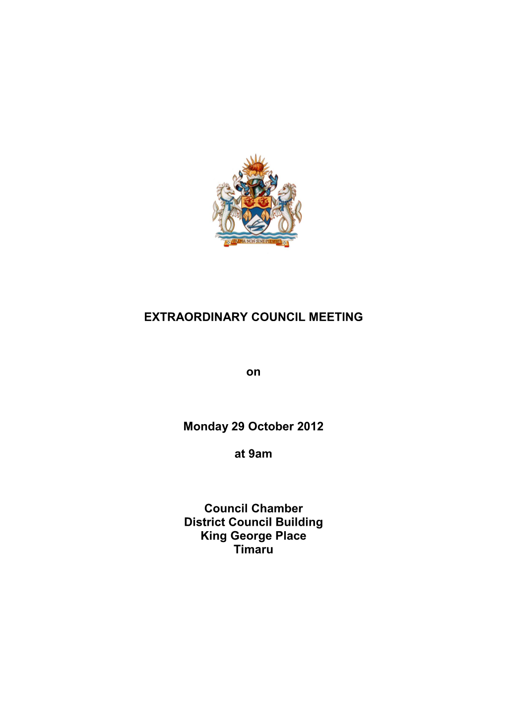 EXTRAORDINARY COUNCIL MEETING on Monday 29 October