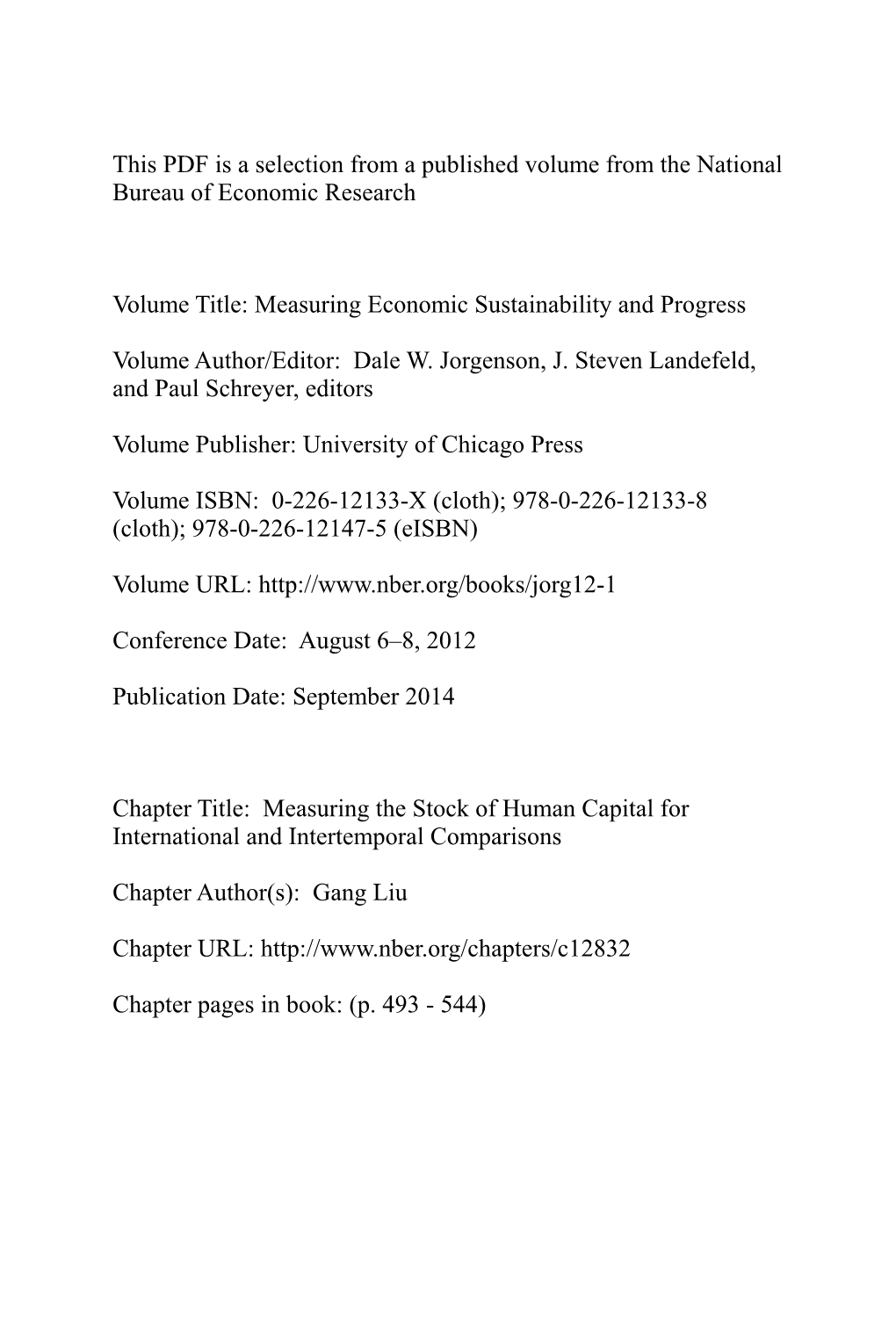 Measuring the Stock of Human Capital for International and Intertemporal Comparisons