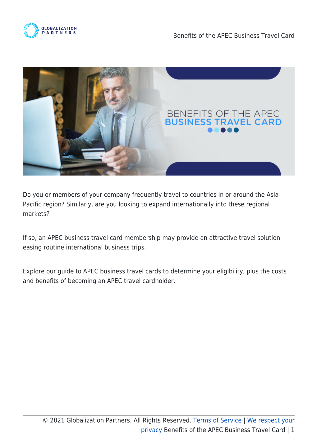 Benefits of the APEC Business Travel Card