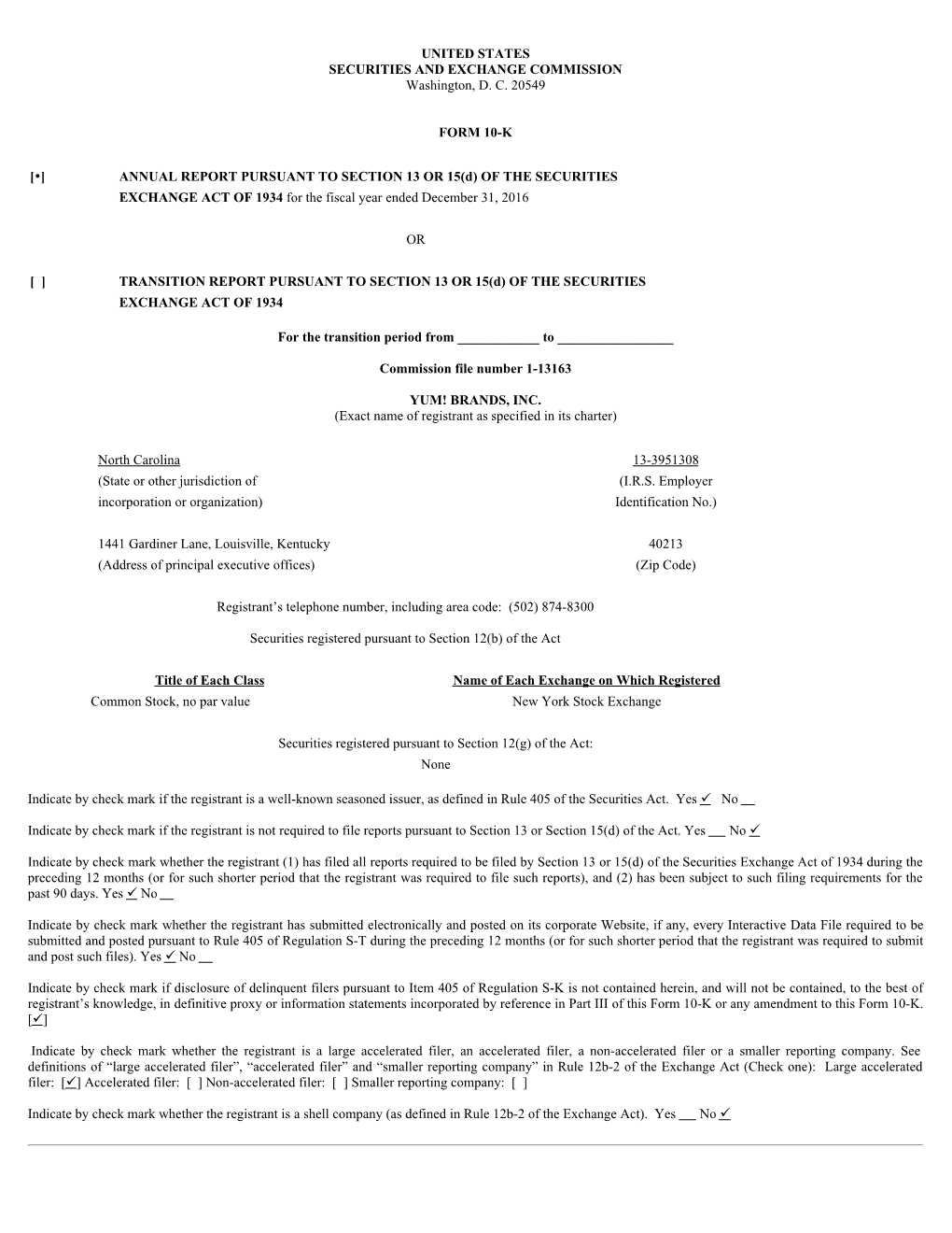 UNITED STATES SECURITIES and EXCHANGE COMMISSION Washington, D. C. 20549 FORM 10-K [•] ANNUAL REPORT PURSUANT to SECTION 13 OR