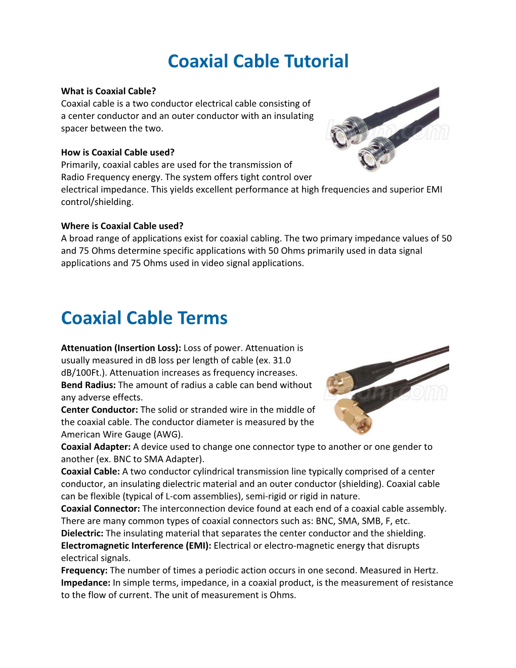 Coaxial Cable Tutorial