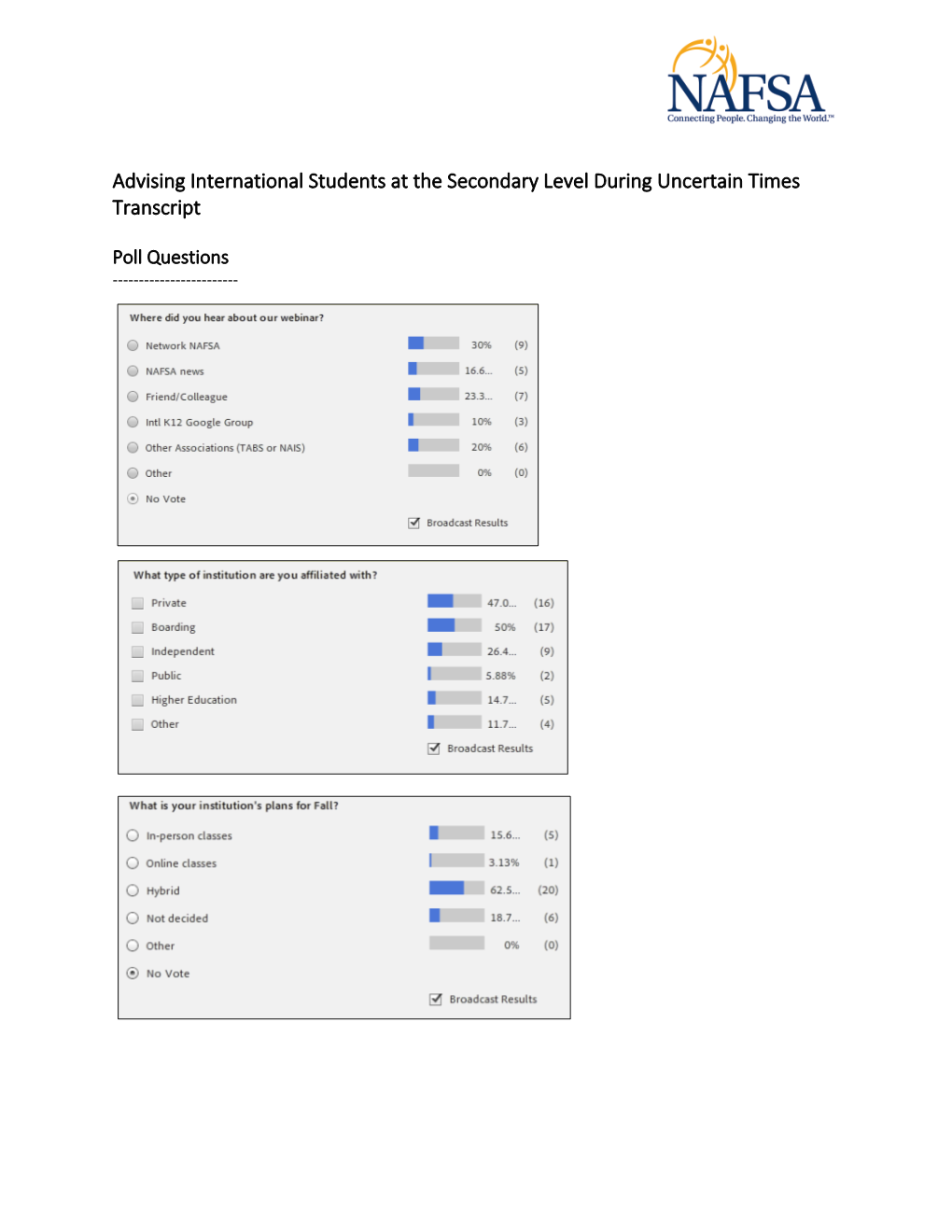 Advising International Students at the Secondary Level During Uncertain Times Transcript