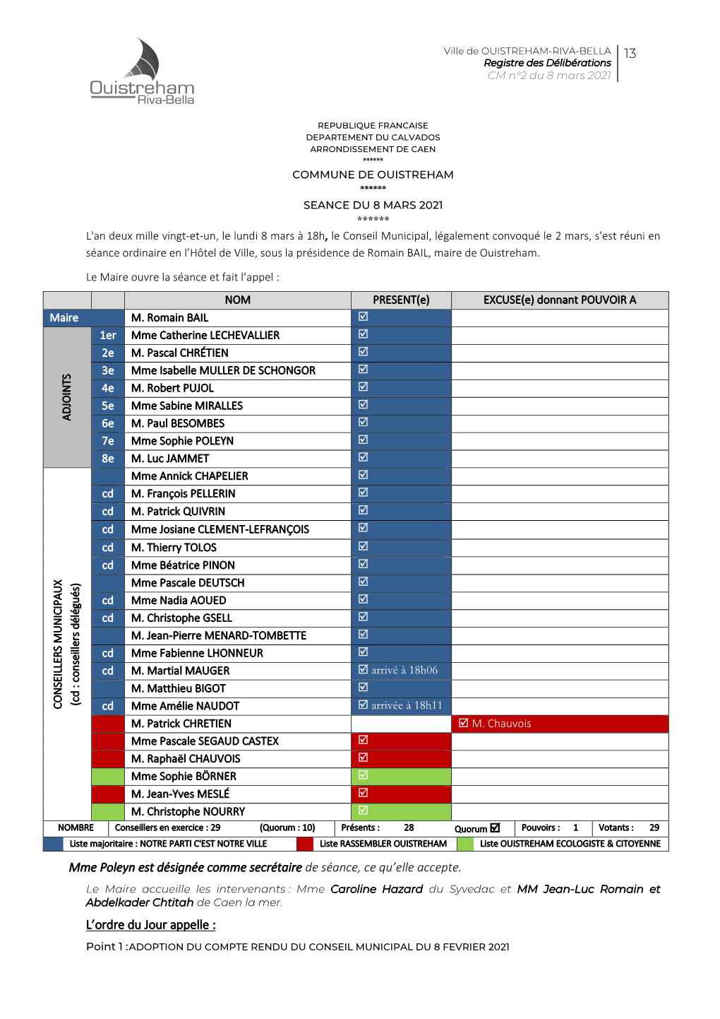 Extrait Du Registre Des Délibérations