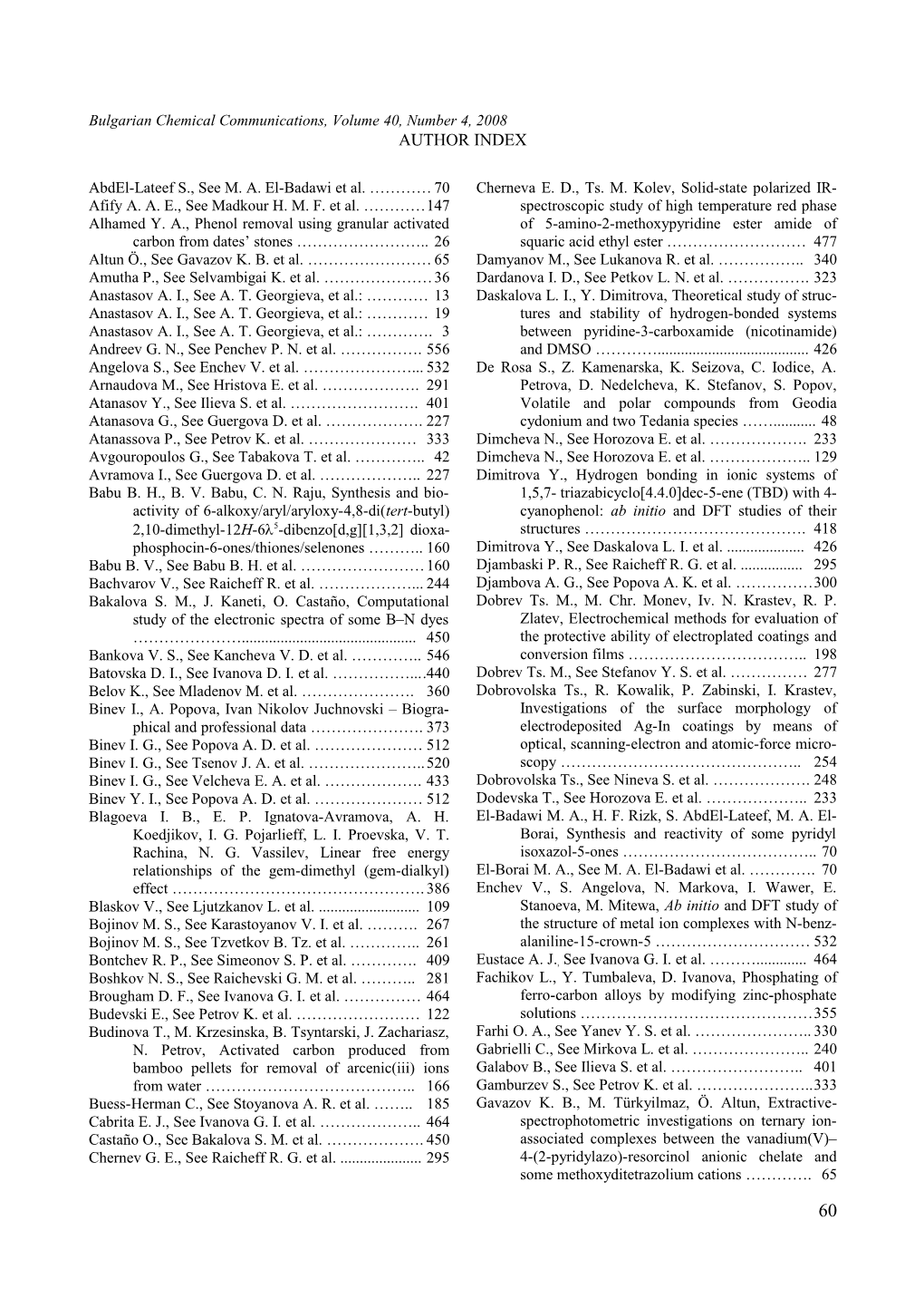 Bulgarian Chemical Communications, Volume 40, Number 4, 2008