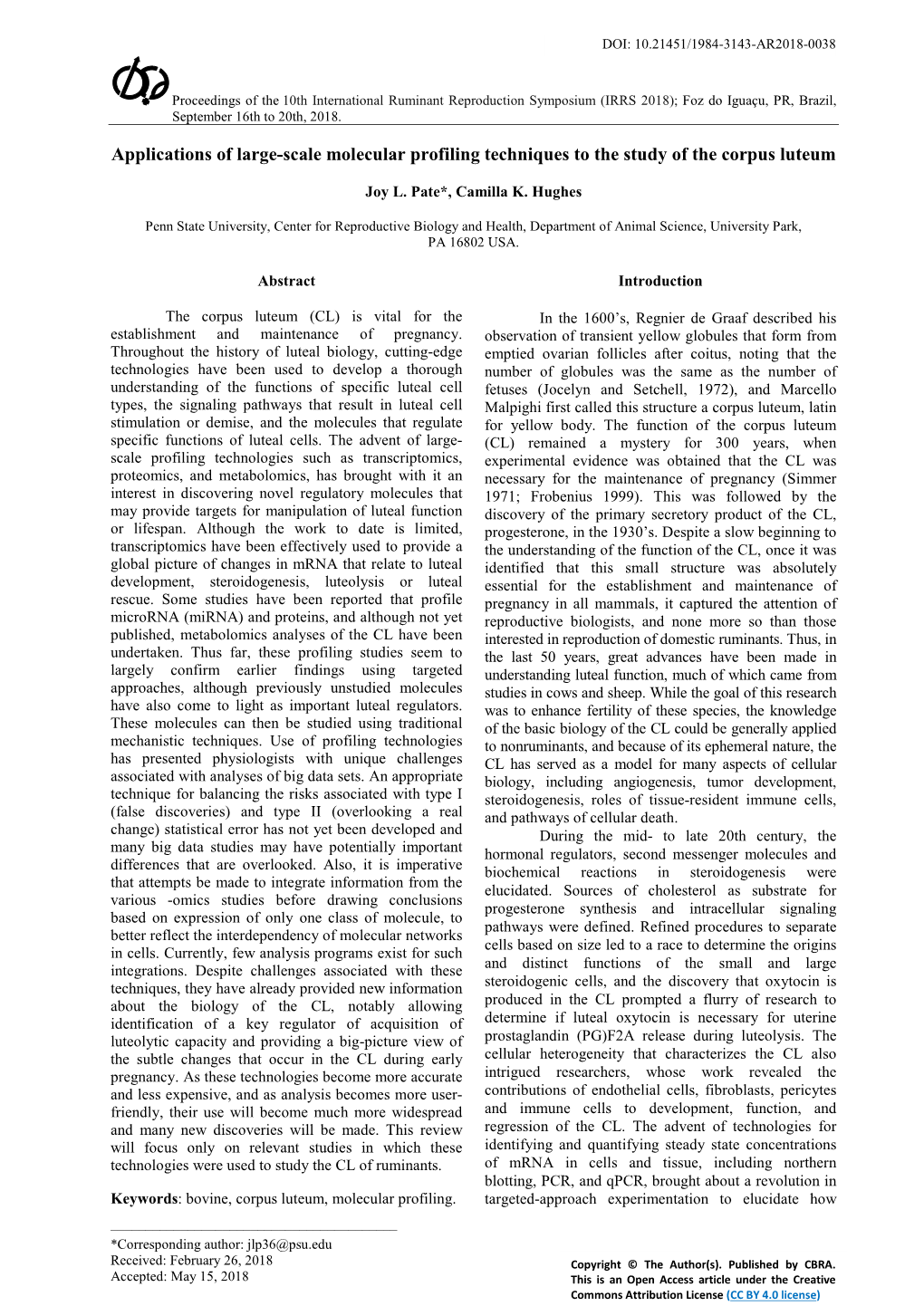 Applications of Large-Scale Molecular Profiling Techniques to the Study of the Corpus Luteum