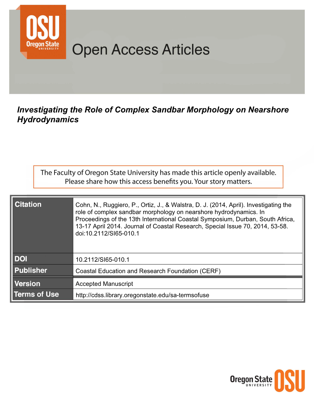 Investigating the Role of Complex Sandbar Morphology on Nearshore Hydrodynamics