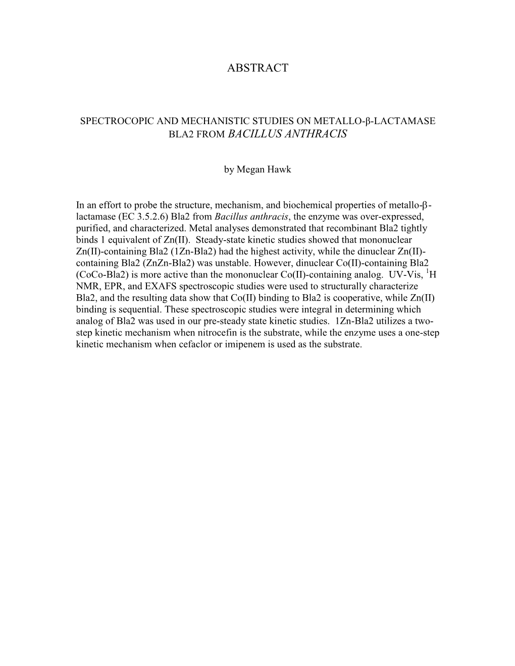 Abstract Bla2 from Bacillus Anthracis