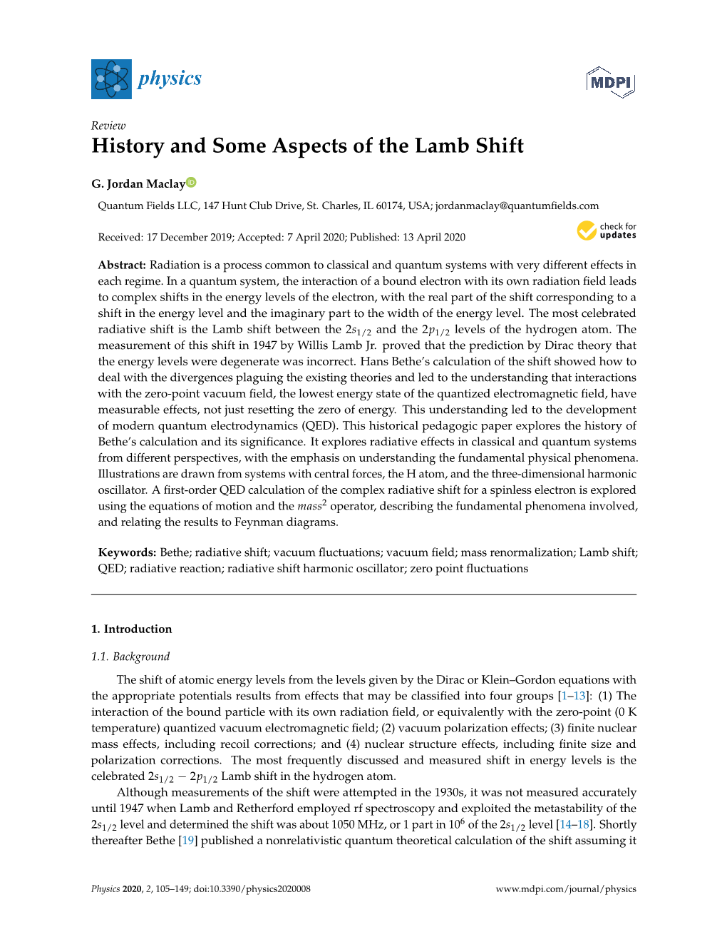 History and Some Aspects of the Lamb Shift