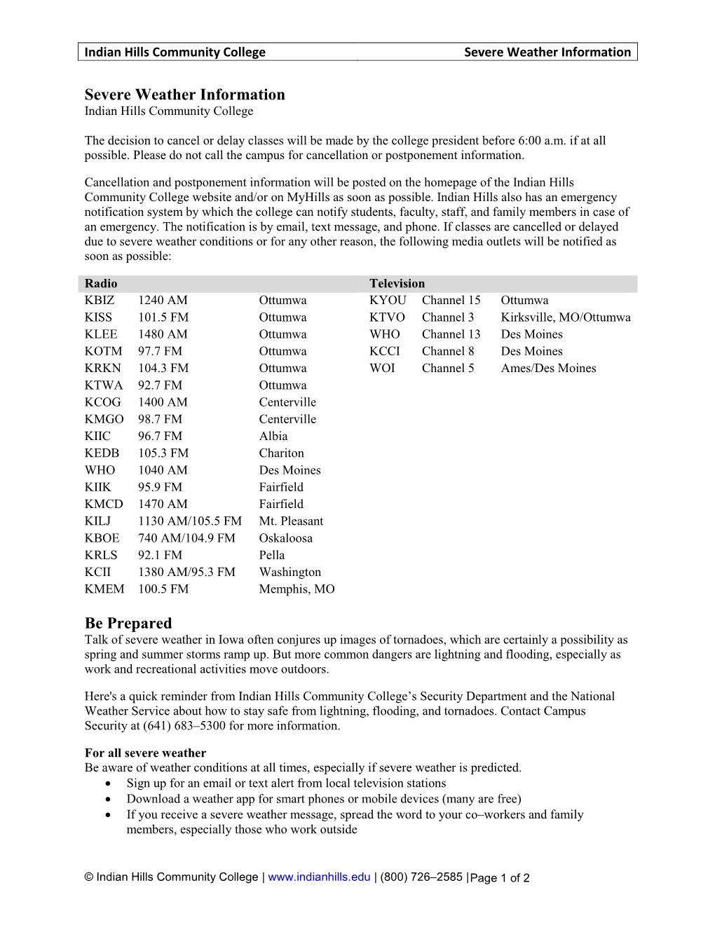 Severe Weather Information Be Prepared