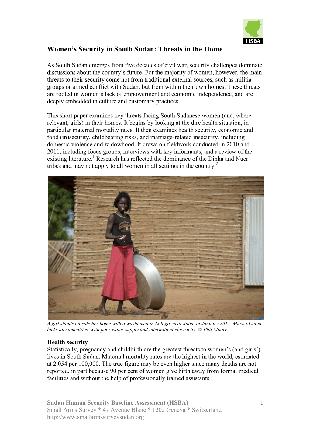 Women's Security in South Sudan: Threats in the Home