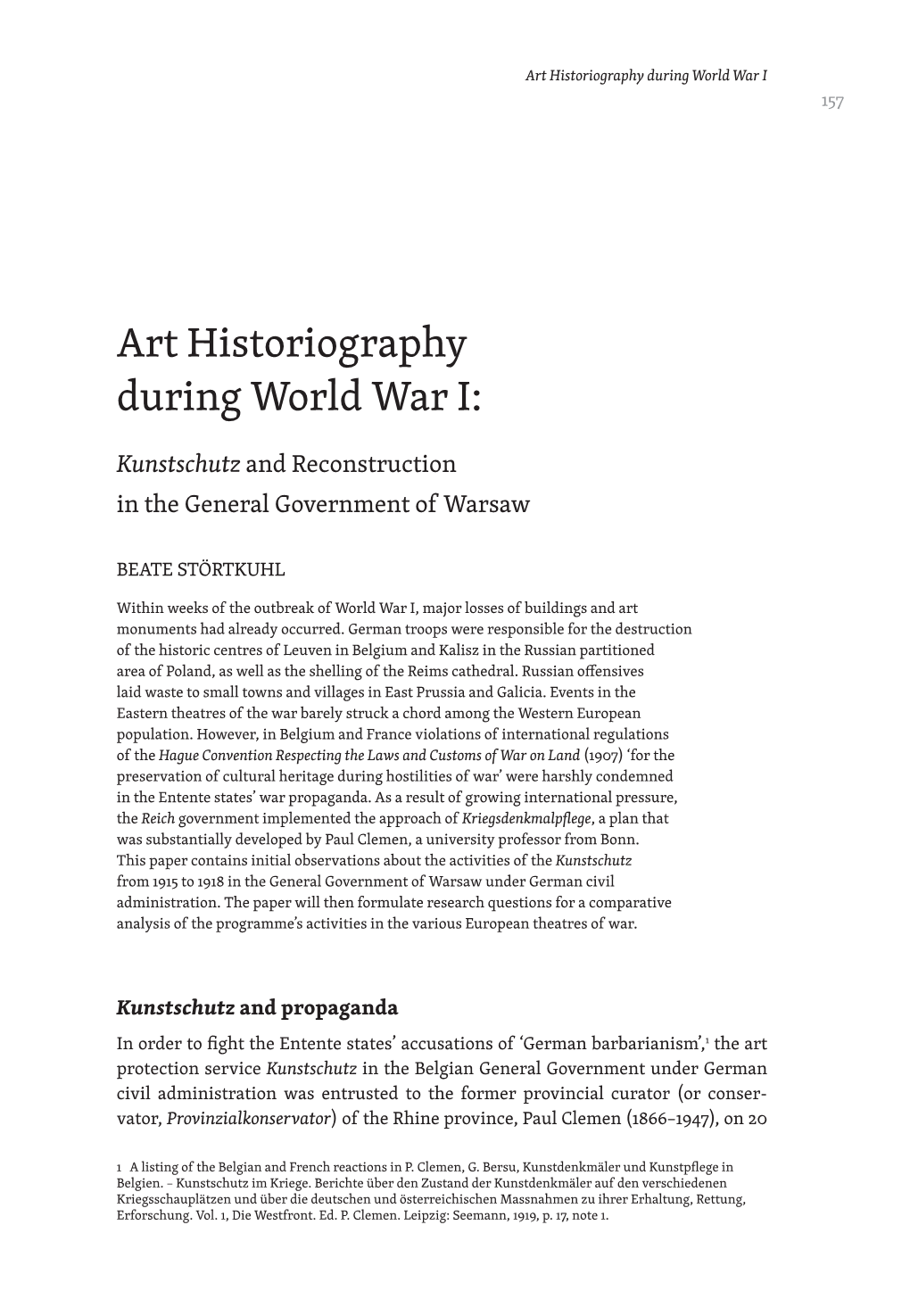 Art Historiography During World War I
