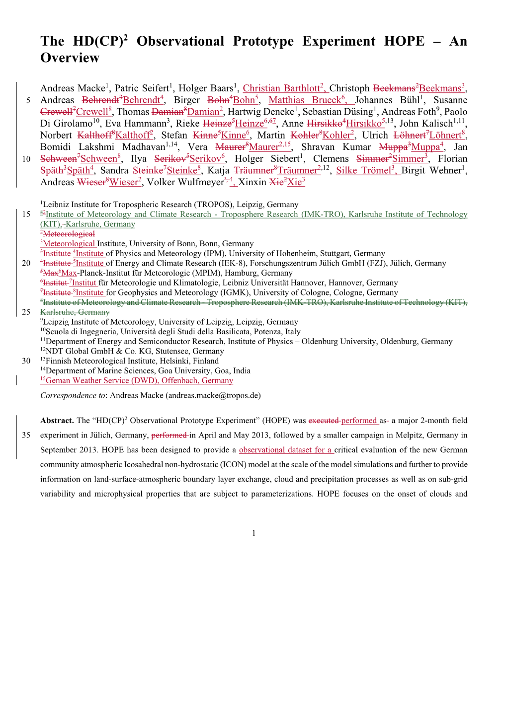 2 Observational Prototype Experiment HOPE – an Overview