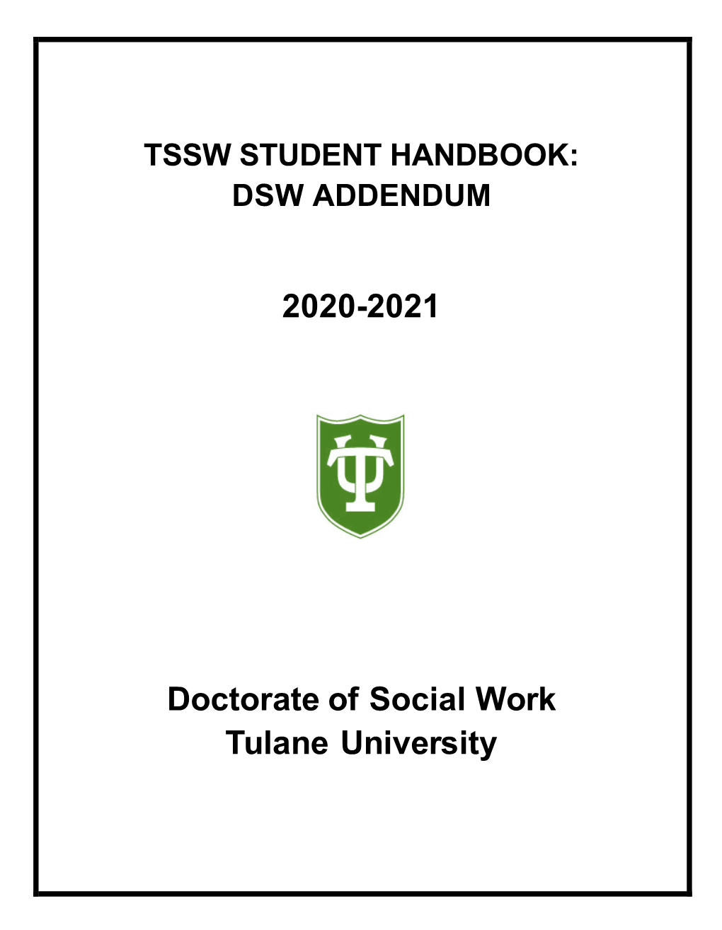 DSW Handbook Addendum (2020-2021)