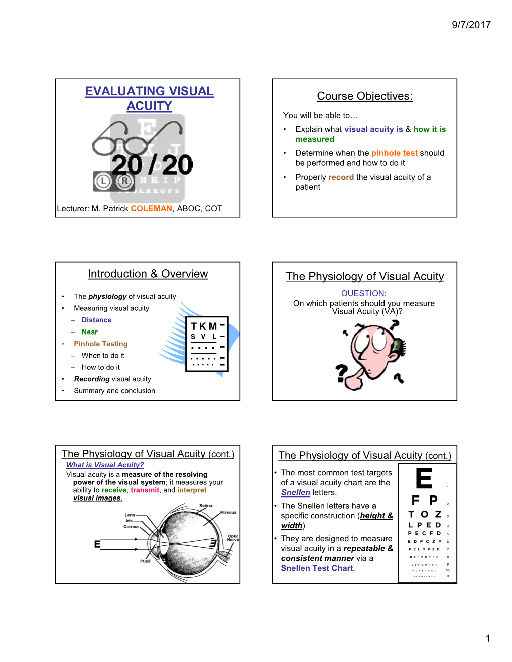 Evaluating Visual Acuity