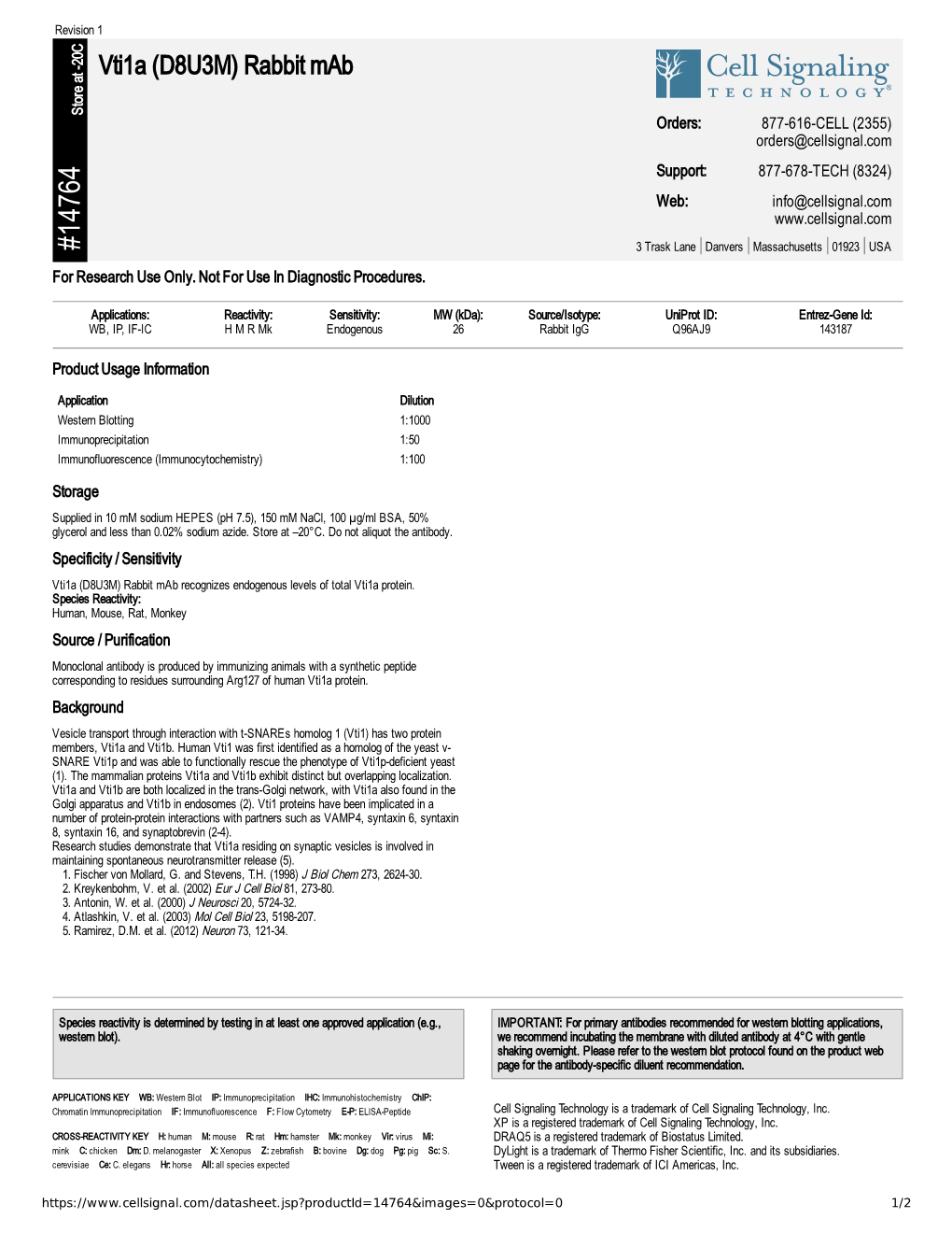 14764 Vti1a (D8U3M) Rabbit Mab