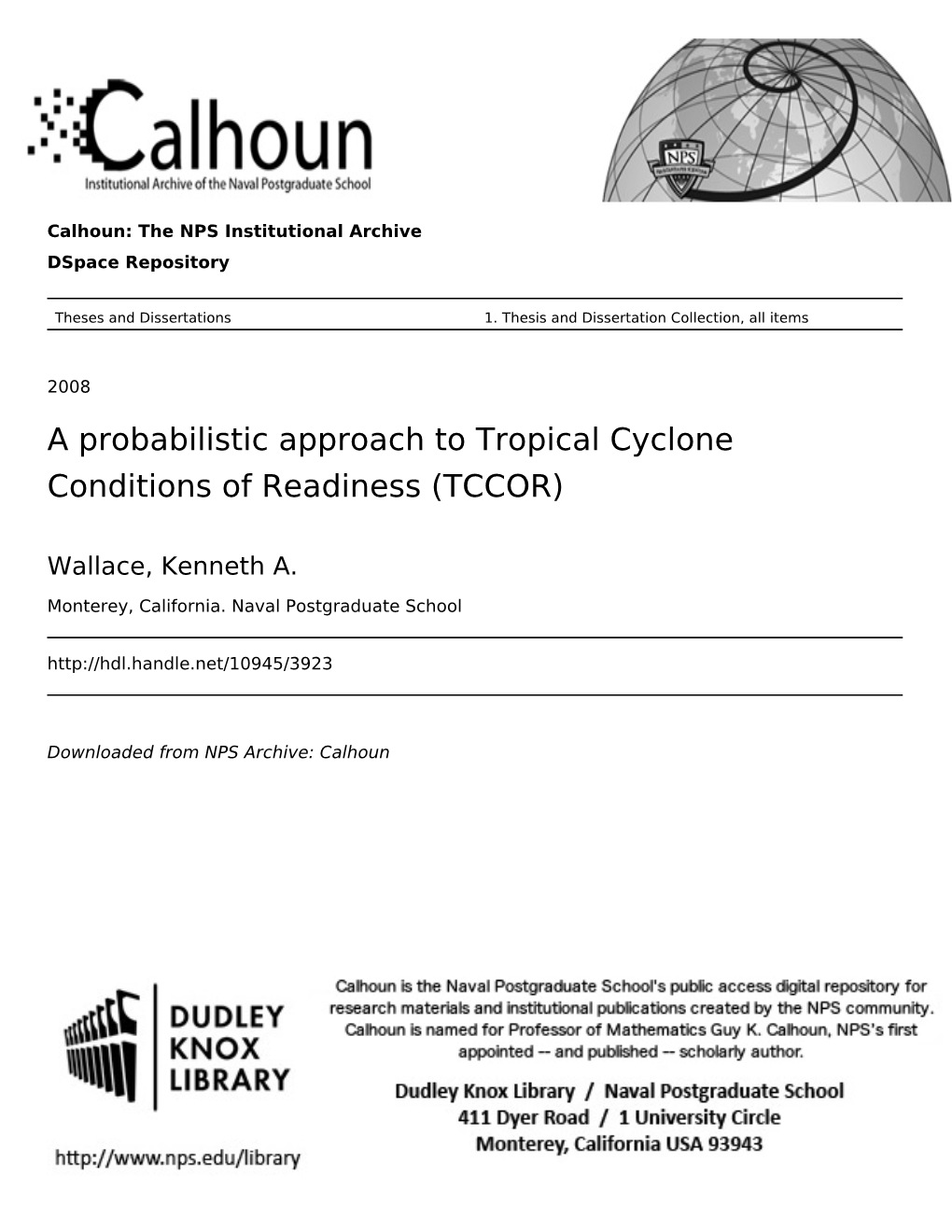 A Probabilistic Approach to Tropical Cyclone Conditions of Readiness (TCCOR)