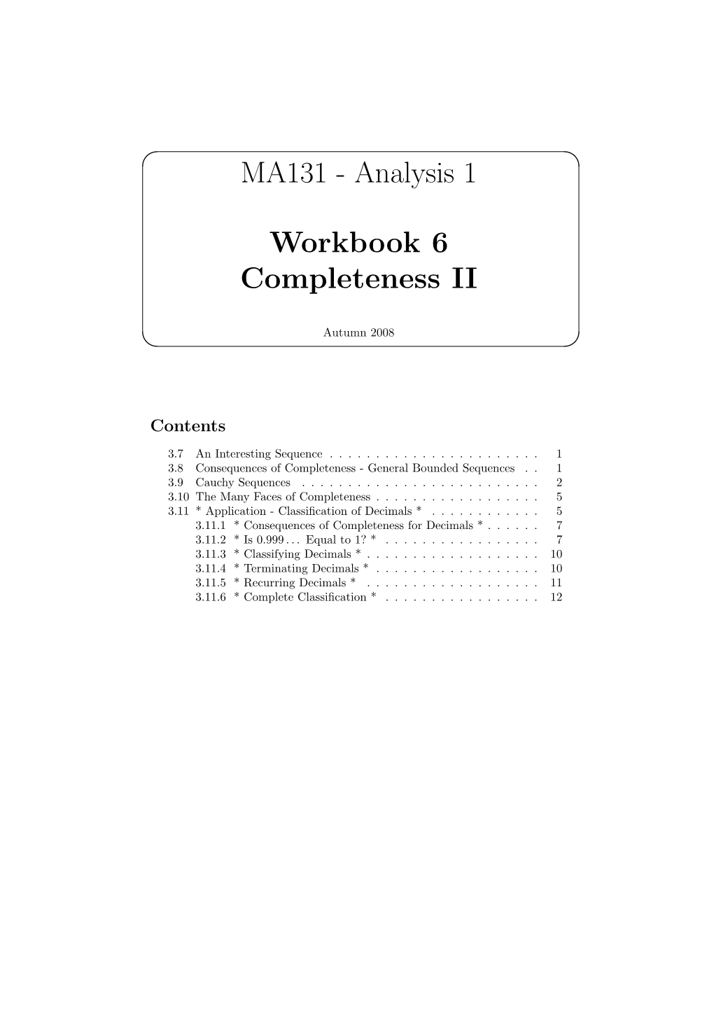 MA131 - Analysis 1 