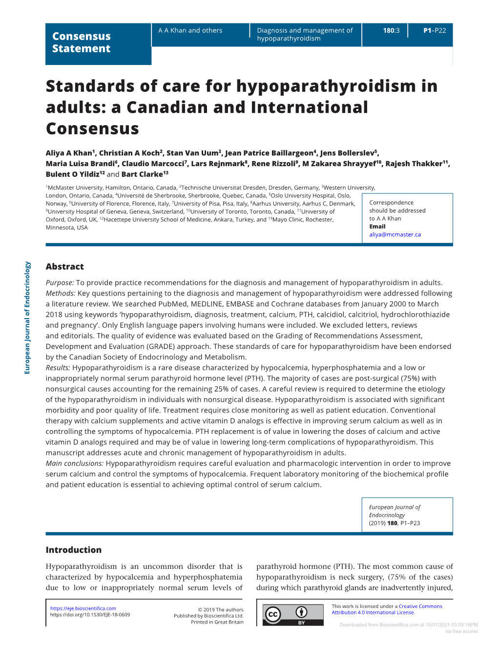 Standards of Care for Hypoparathyroidism in Adults: A