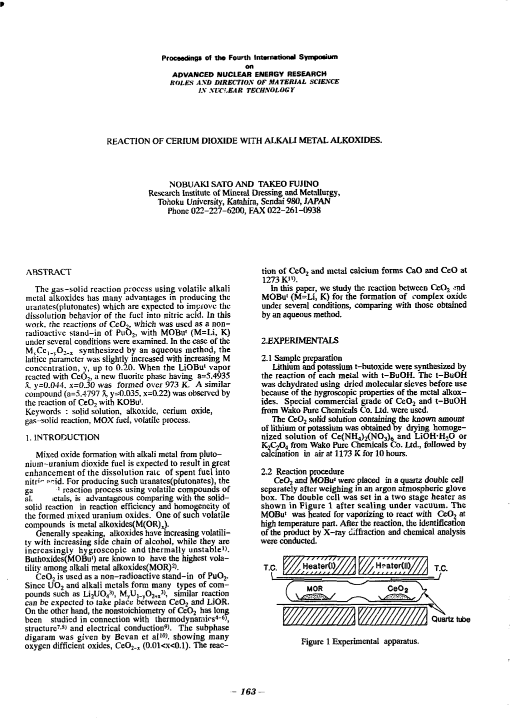 Reaction of Cerium Dioxide with Alkali Metal Alkoxides