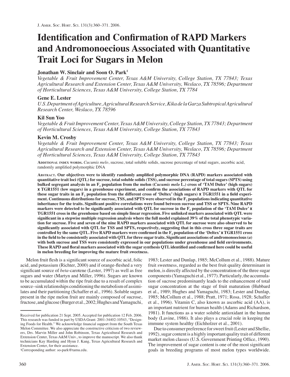 Identification and Confirmation of RAPD Markers And