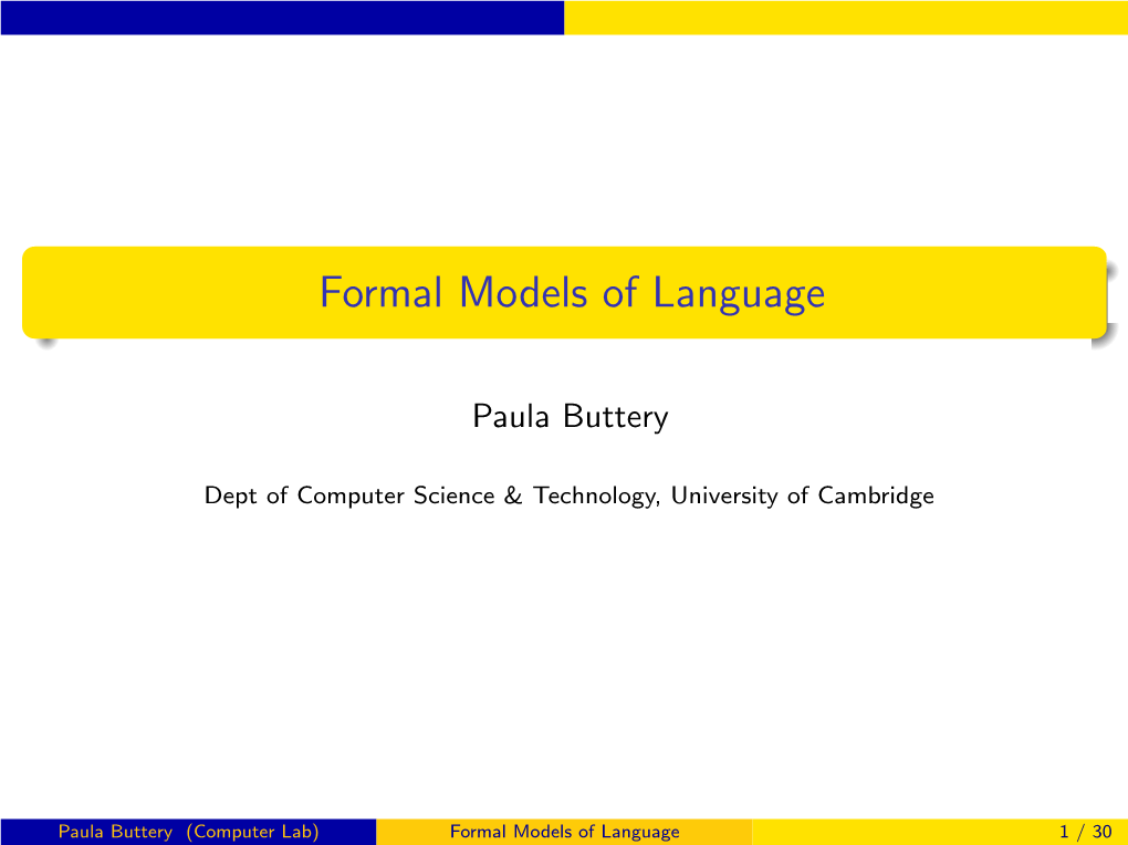 Formal Models of Language