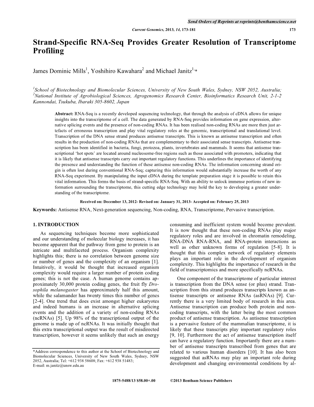 Strand-Specific RNA-Seq Provides Greater Resolution of Transcriptome Profiling