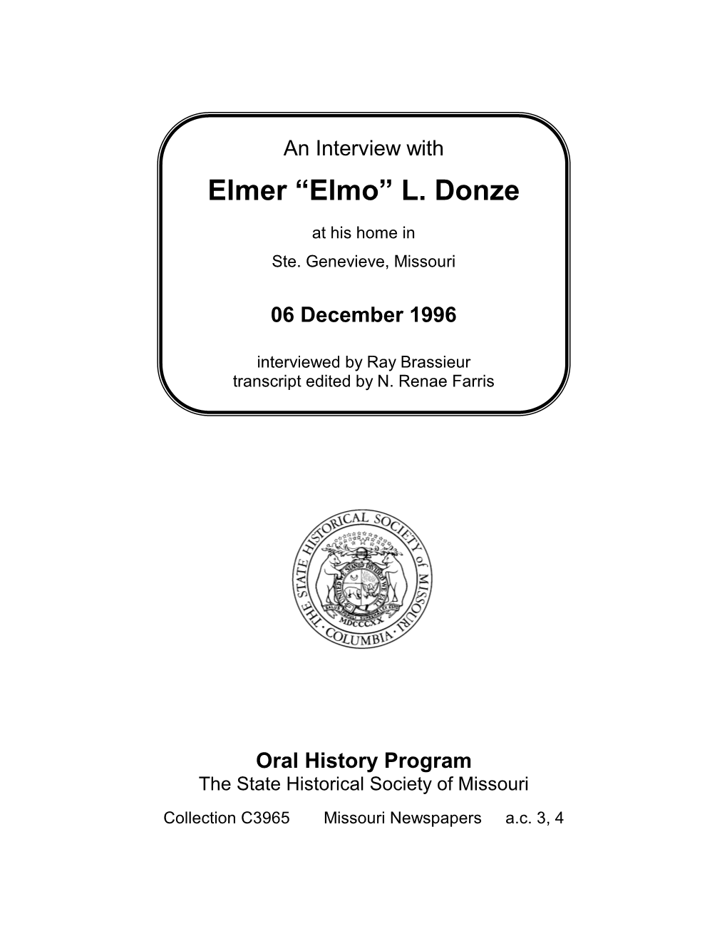 Elmer “Elmo” L. Donze