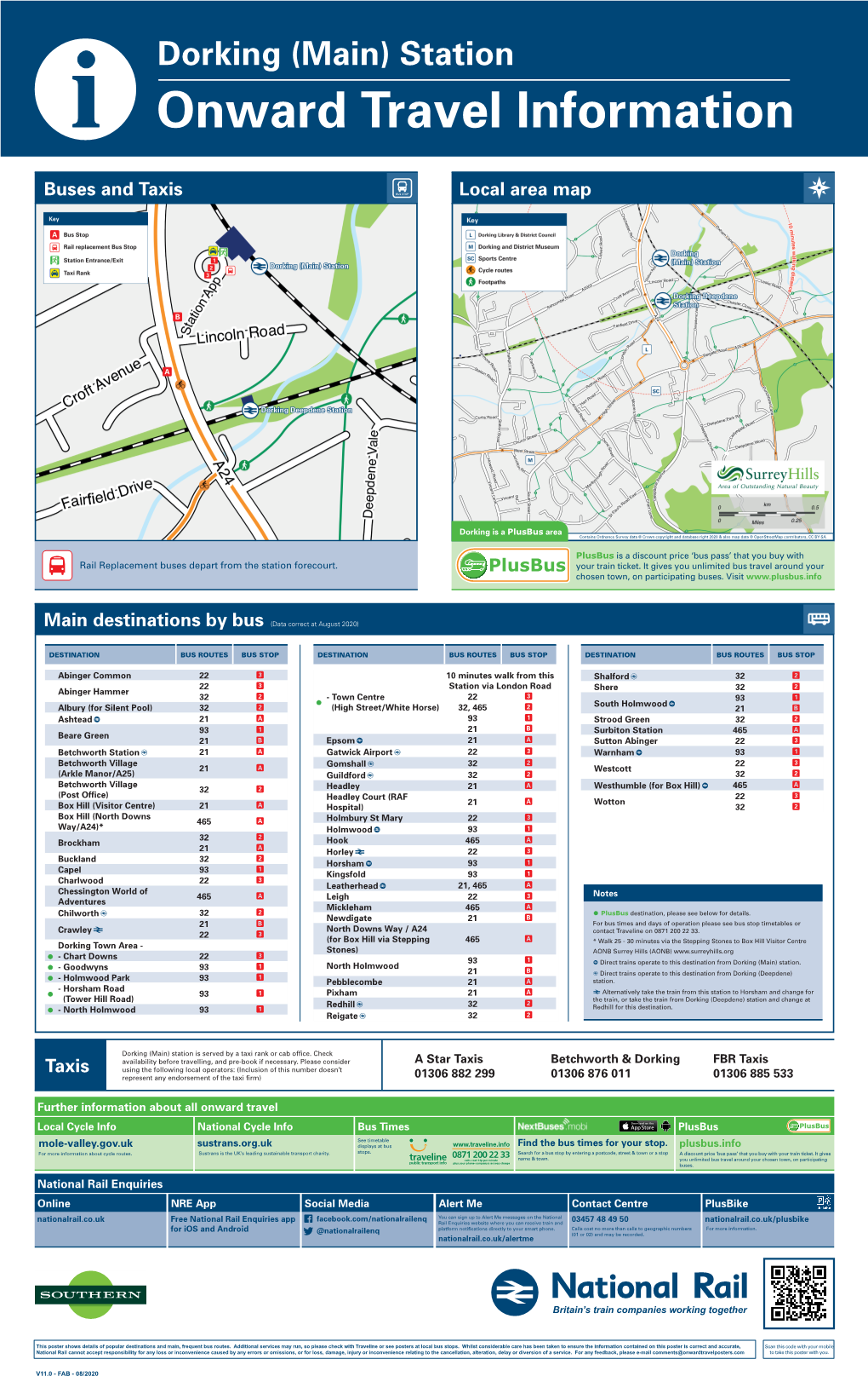 Dorking (Main) Station I Onward Travel Information Buses and Taxis Local Area Map