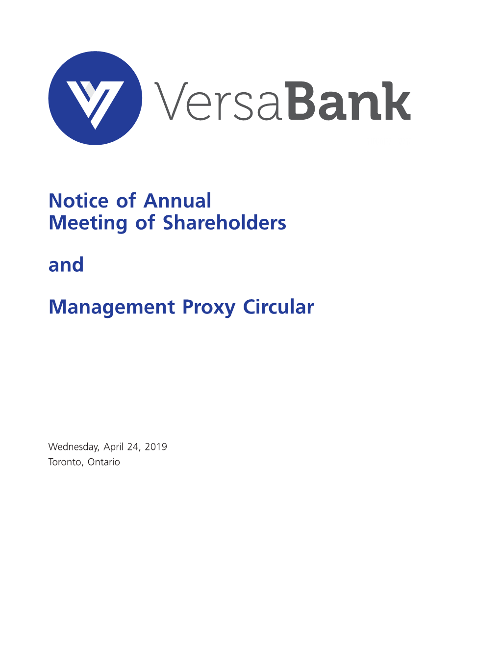 Notice of Annual Meeting of Shareholders And