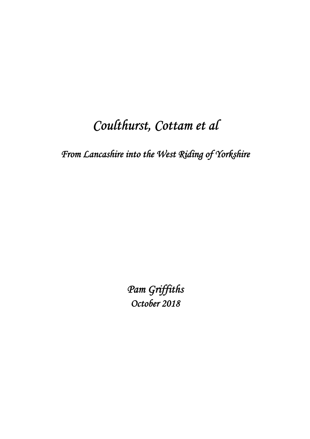 Coulthurst, Cottam Et Al