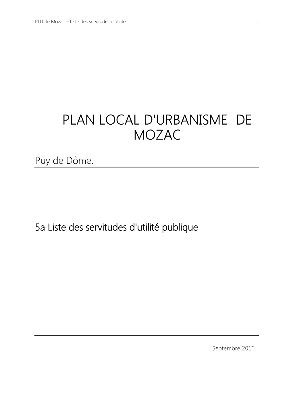 Plan Local D'urbanisme De Mozac