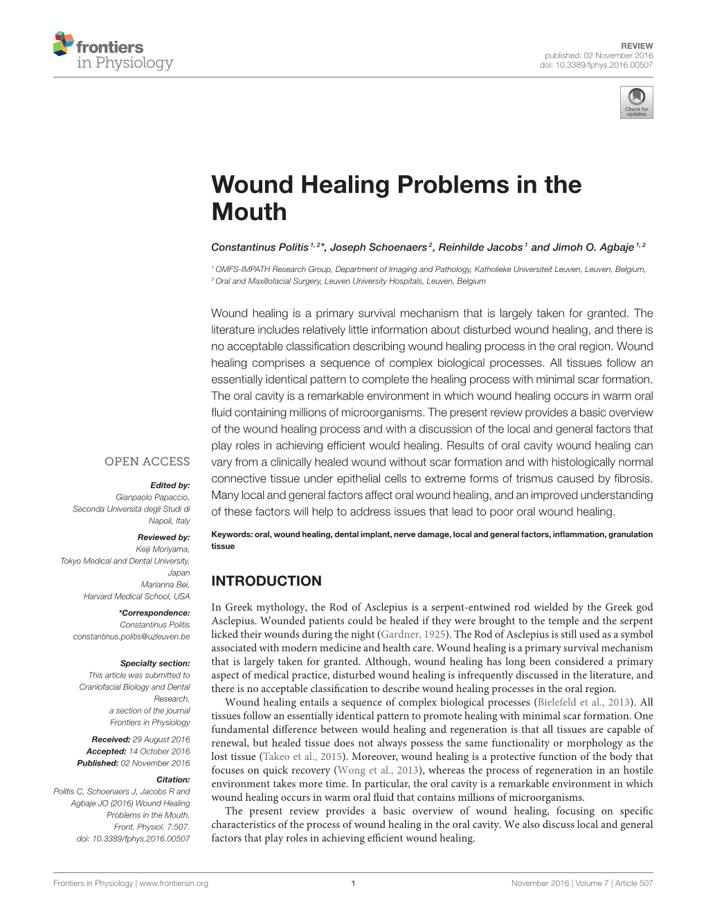 Wound Healing Problems in the Mouth