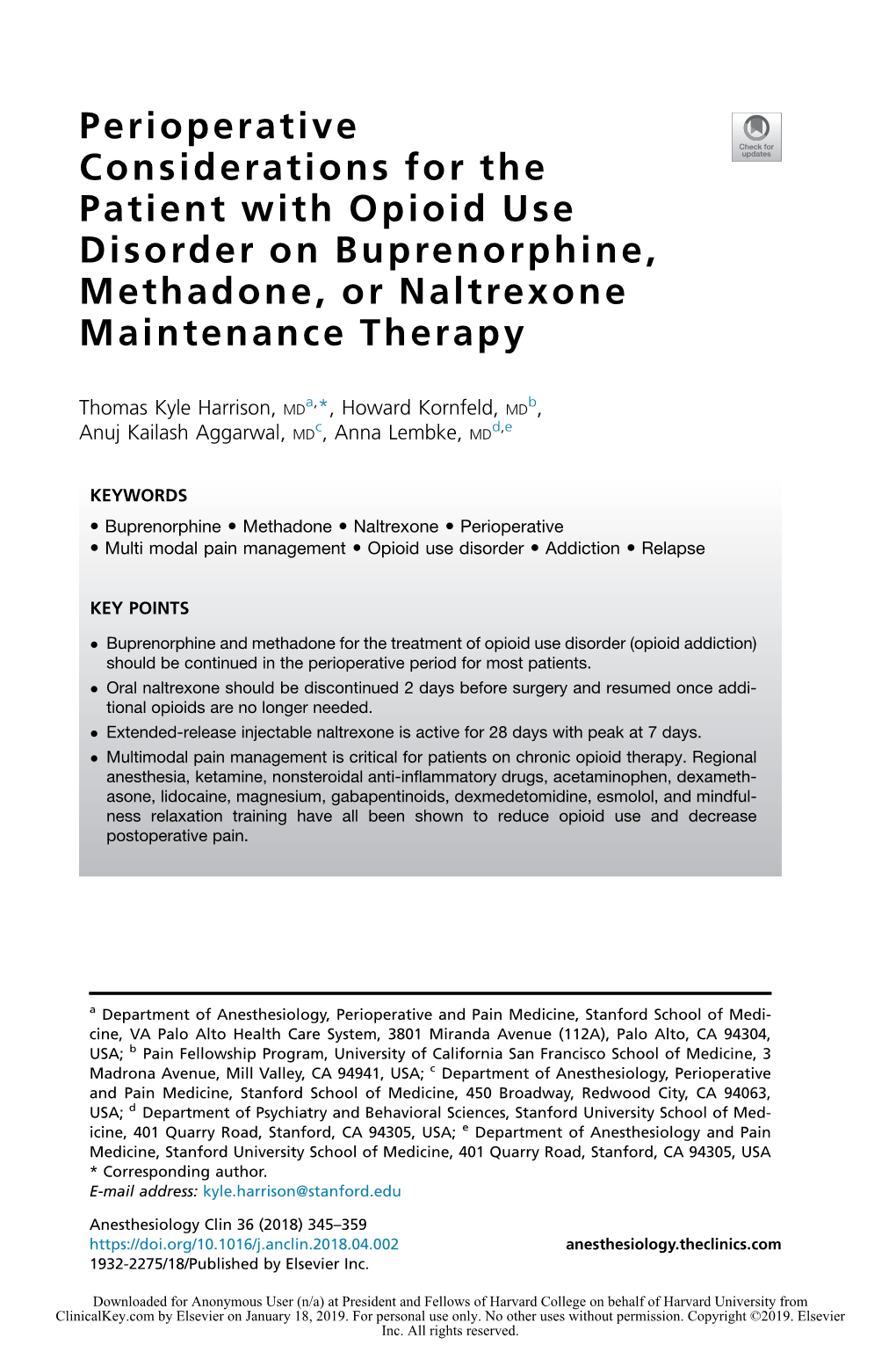 Perioperative Considerations for the Patient with Opioid Use Disorder on Buprenorphine, Methadone, Or Naltrexone Maintenance Therapy