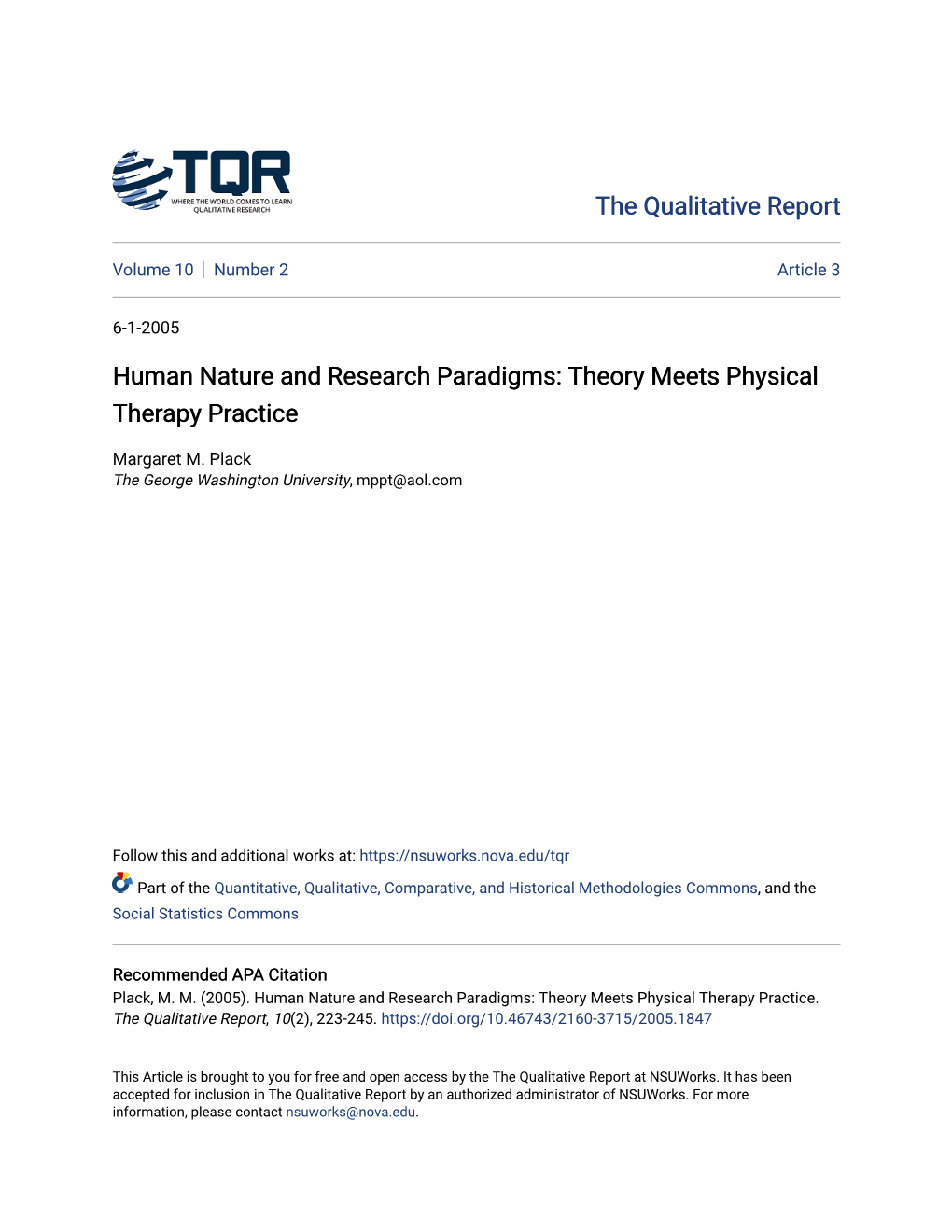 Human Nature and Research Paradigms: Theory Meets Physical Therapy Practice