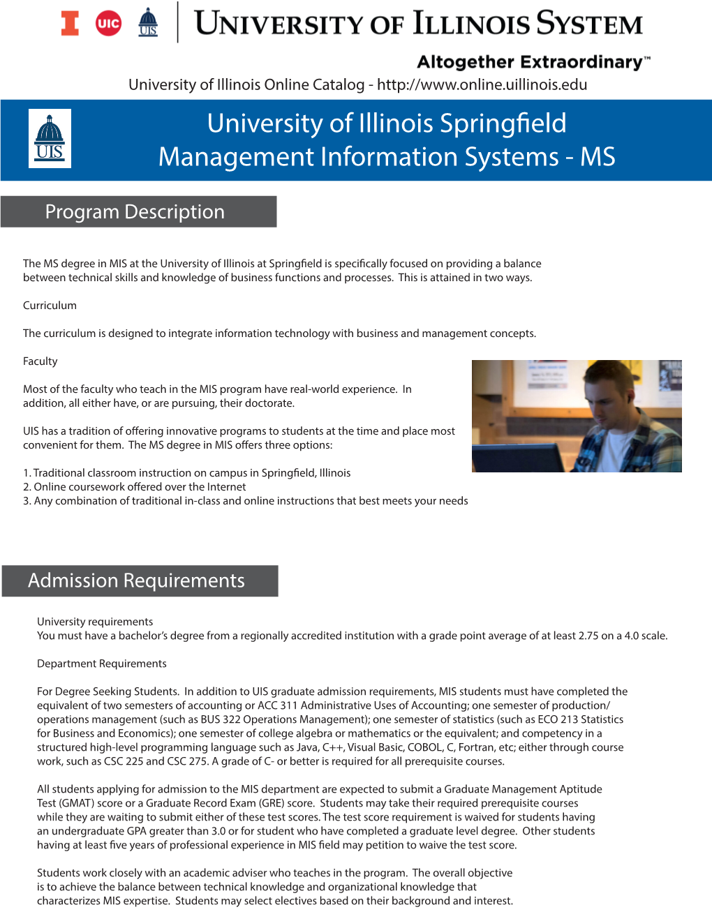 University of Illinois Springfield Management Information Systems - MS