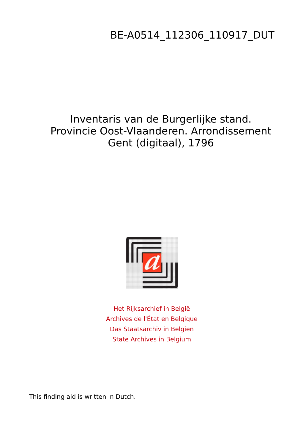 Burgerlijke Stand. Provincie Oost-Vlaanderen. Arrondissement Gent (Digitaal), 1796