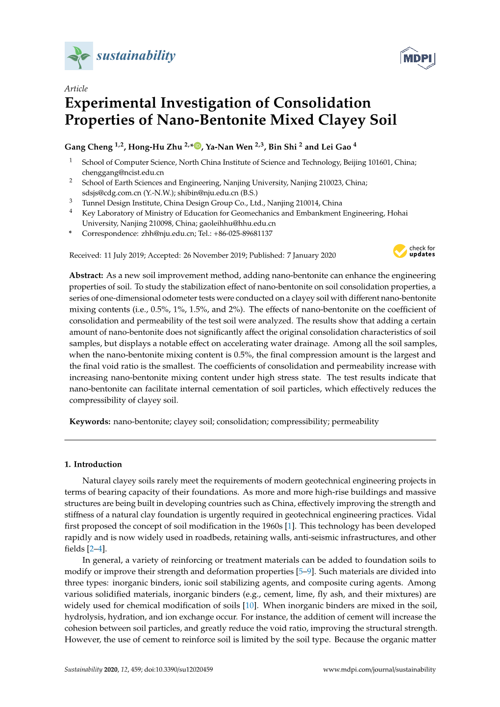 Experimental Investigation of Consolidation Properties of Nano-Bentonite Mixed Clayey Soil