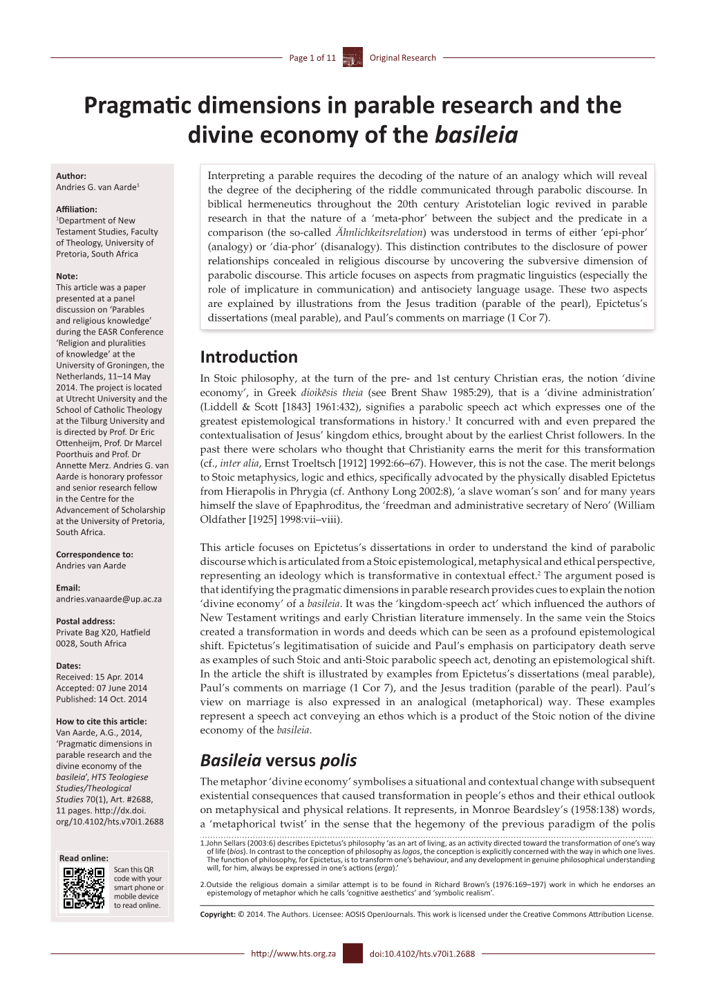 Pragmatic Dimensions in Parable Research and the Divine Economy of the Basileia