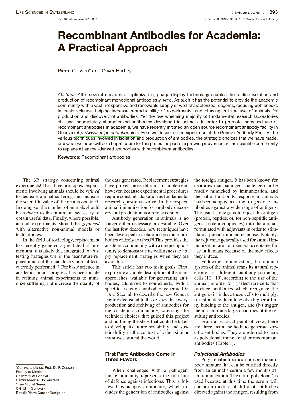 Recombinant Antibodies for Academia: a Practical Approach