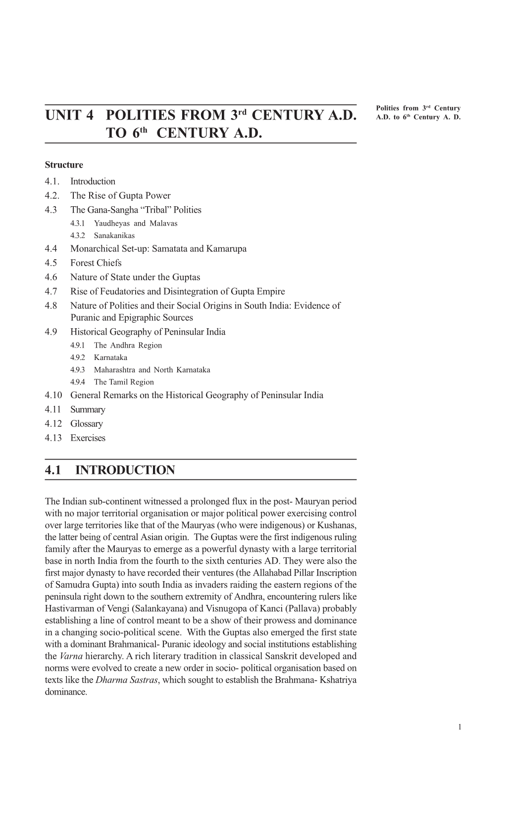 UNIT 4 POLITIES from 3Rd CENTURY A.D. TO