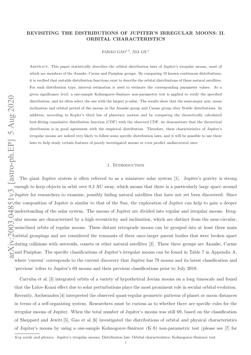 Revisiting the Distributions of Jupiter's Irregular Moons: II. Orbital