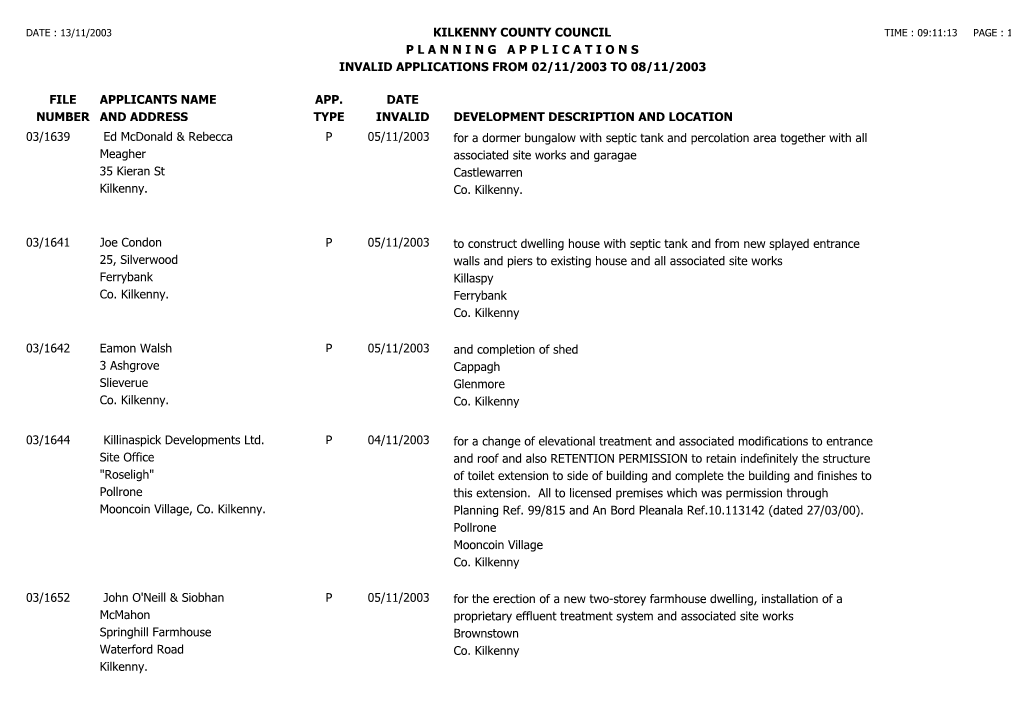 File Number Kilkenny County Council