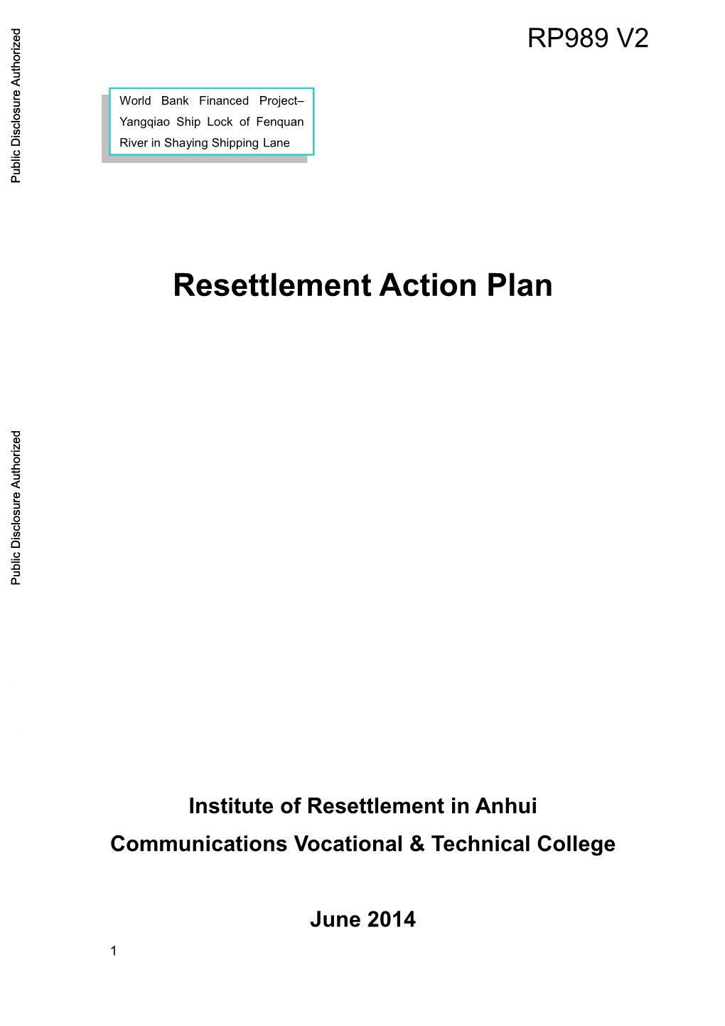 5 Resettlement and Income Restoration