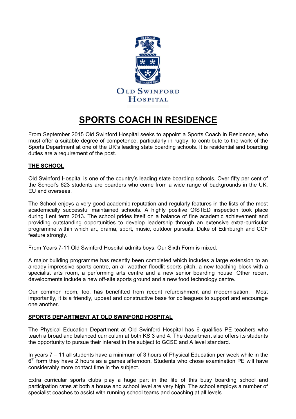 Sports Coach in Residence