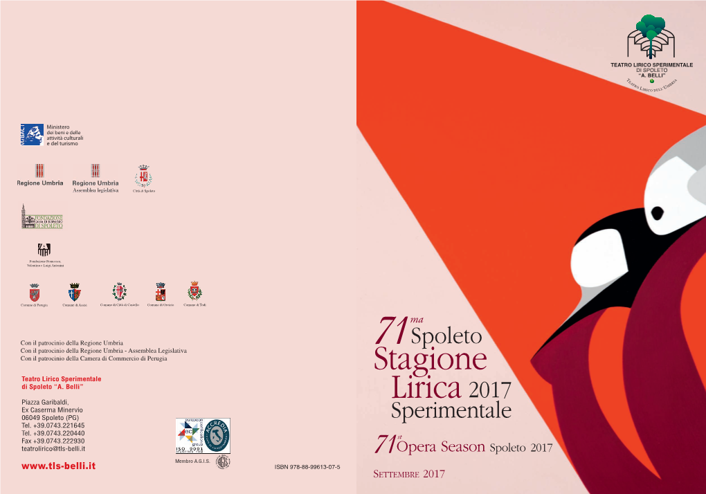 Programma Di Sala Stagione Lirica Sperimentale 2017