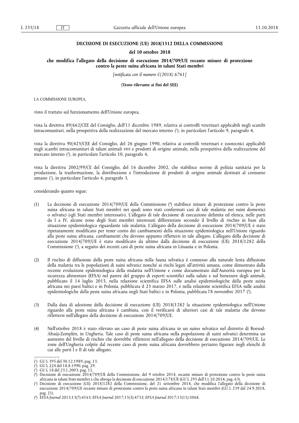 2018/ 1512 Della Commissione