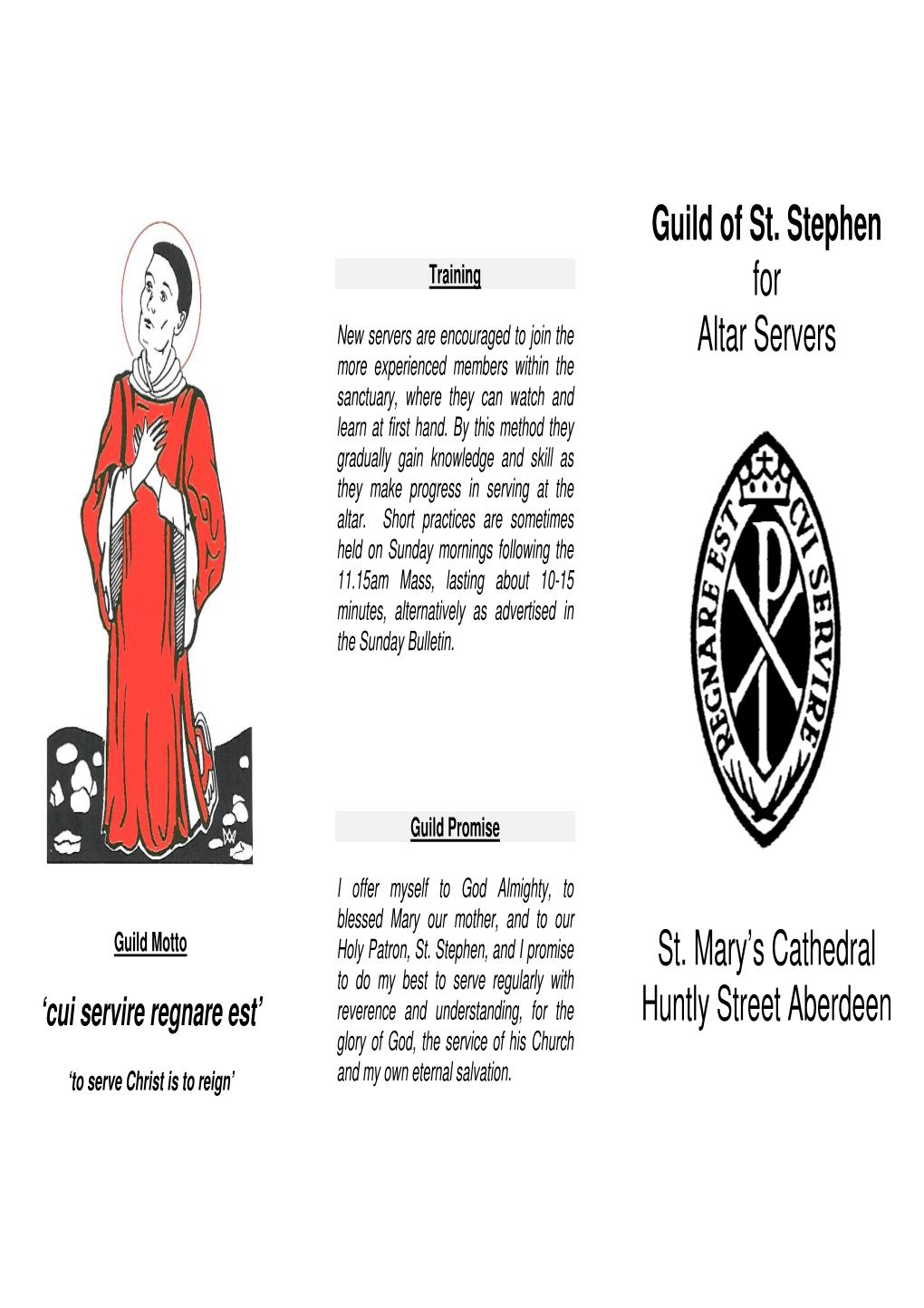 Guild of St. Stephen for Altar Servers St. Mary's Cathedral Huntly Street